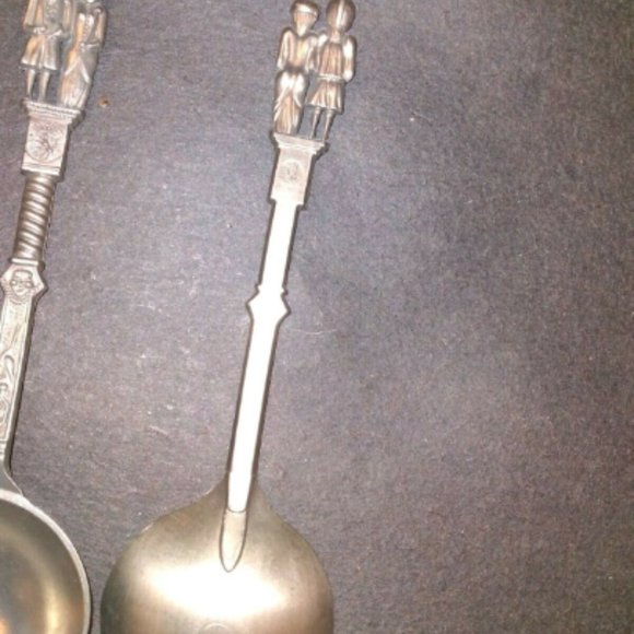 Antique~German Embossed~Pewter Rein Zinn Wedding Spoons Set of 6 - Picture 4 of 4